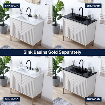 Rowan Geometric Modern Transitional 2-Shelf Bath Vanity Cabinet Only (Sink Basin Not Included)